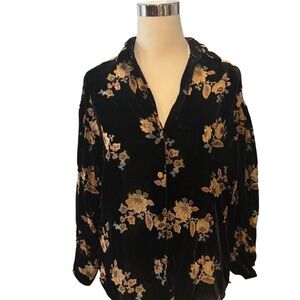 Another Love Black Floral Velvet Blouse